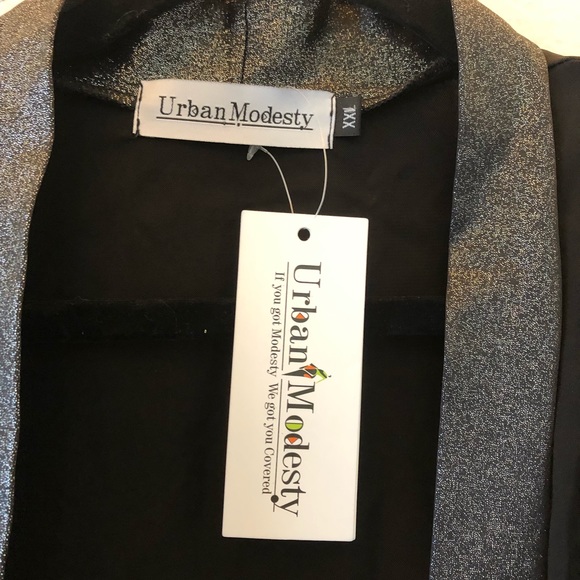 Urban Modesty NWT Size XXL embellished Abaya black Maxi Open front - Picture 11 of 15